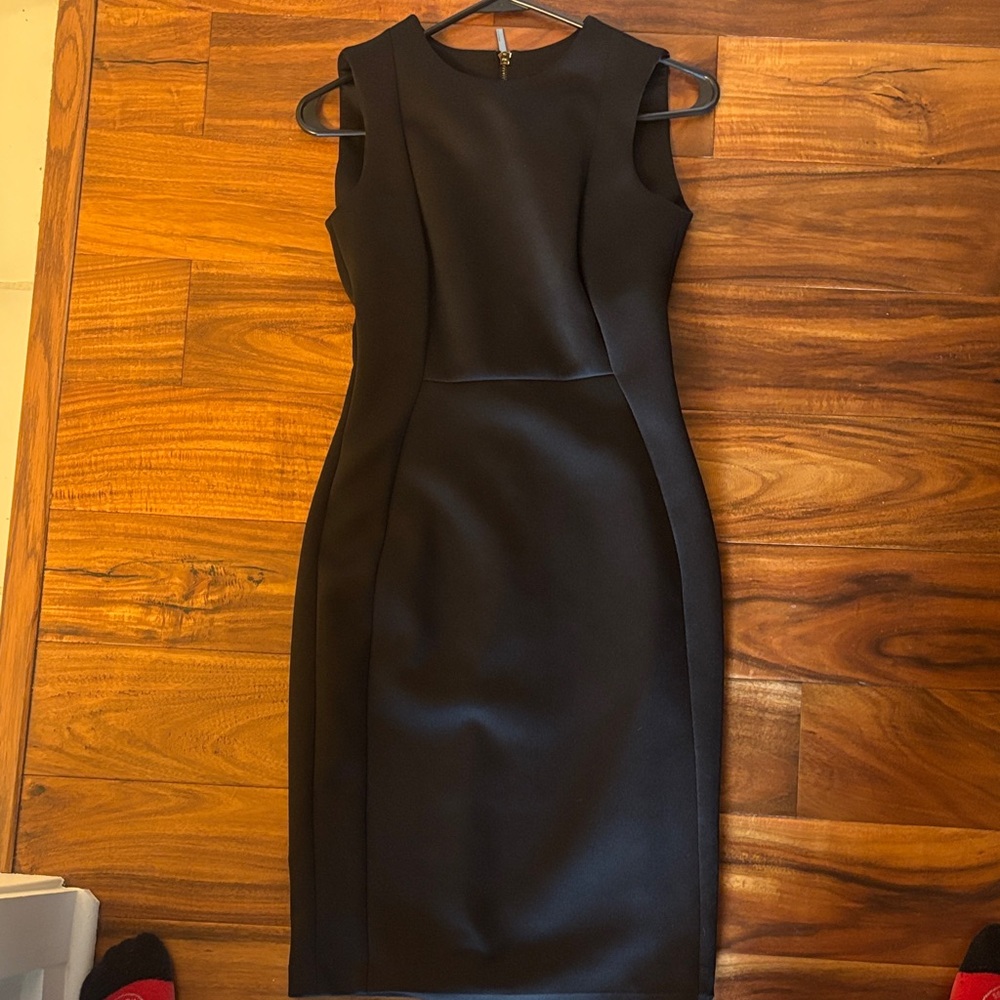 Calvin Klein Black Midi Sheath Dress with Back Zip - Picture 3 of 3